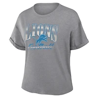 Women's Fanatics Heather Gray Detroit Lions Overplayed Tribute Tri-Blend Boxy T-Shirt