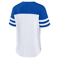 T-shirt à lacets Fanatics blanc/bleu Detroit Lions Touchdown Pass Athena pour femmes