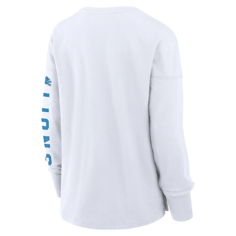 T-shirt à manches longues Fanatics blanc pour femme, motif Hometown Legacy des Lions de Detroit