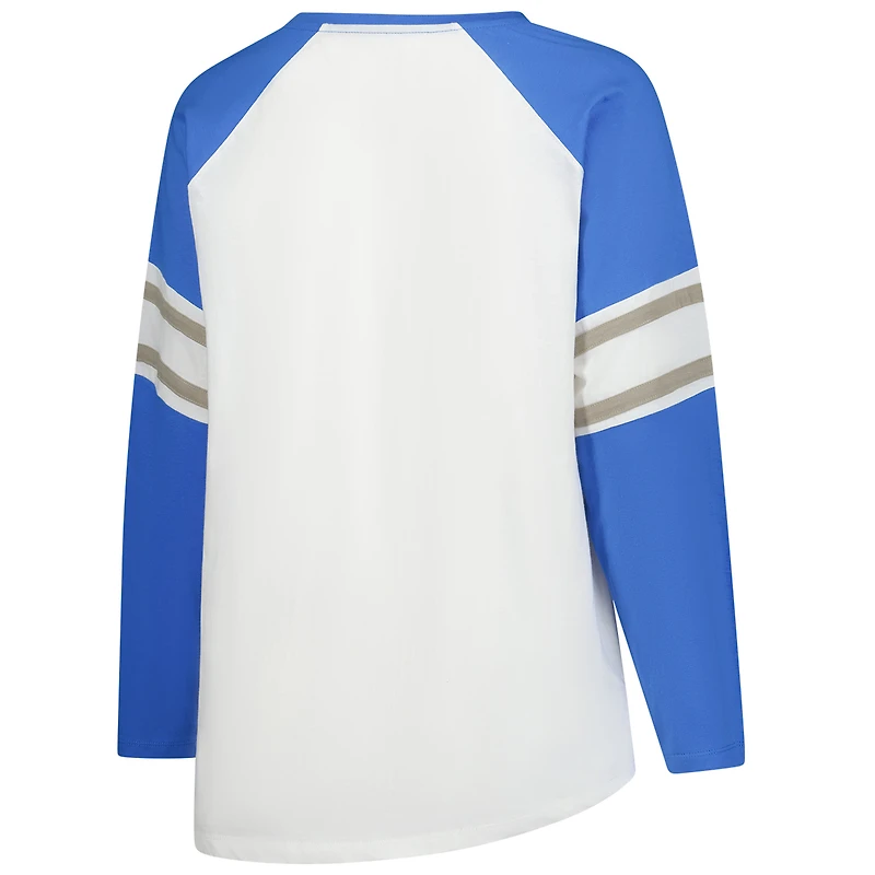 Women's Fanatics White Detroit Lions Plus Redzone Lace Up Long Sleeve T-Shirt