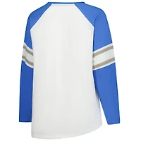 Women's Fanatics White Detroit Lions Plus Redzone Lace Up Long Sleeve T-Shirt