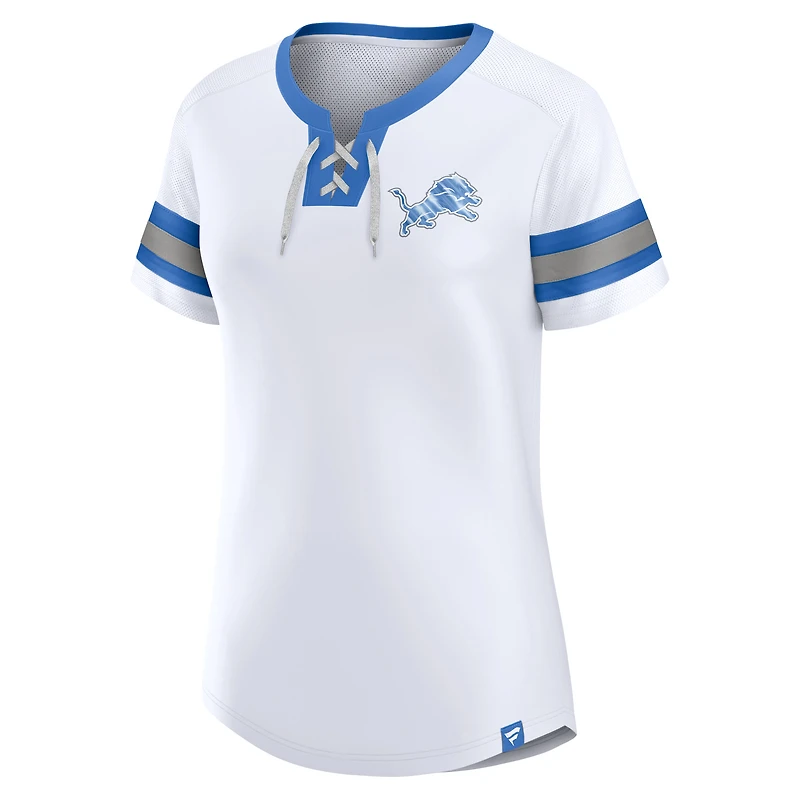 Women's Fanatics White Detroit Lions Sunday Best Lace-Up T-Shirt