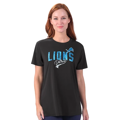 T-shirt tri-blend Performance Jacey G-III 4Her par Carl Banks pour femme, noir, des Lions de Detroit