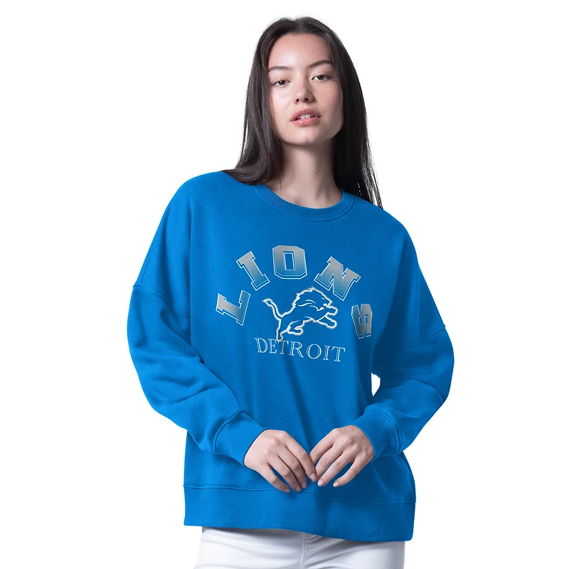 Sweat-shirt surdimensionné bleu G-III 4Her pour femme par Carl Banks, motif Detroit Lions