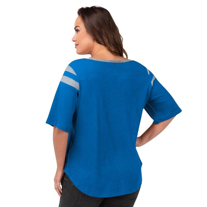 T-shirt Linebacker G-III 4Her by Carl Banks Royal Detroit Lions pour femme