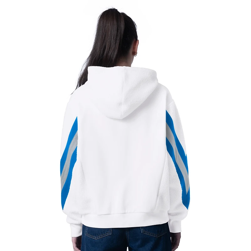 Women's G-III 4Her by Carl Banks  White Detroit Lions Oversized Fresh Field Sherpa Hoodie
