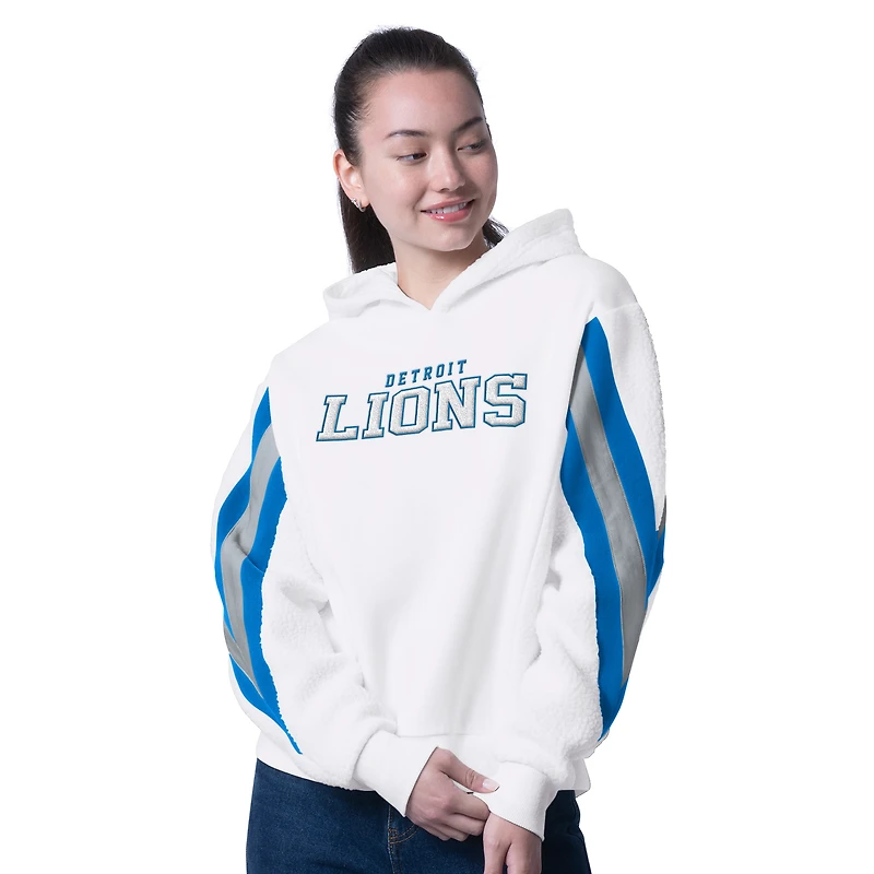 Women's G-III 4Her by Carl Banks White Detroit Lions Oversized Fresh Field Sherpa Hoodie