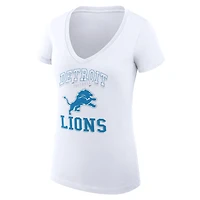 T-shirt léger à col en V et coupe ultra-ajustée G-III 4Her par Carl Banks pour femme, motif Detroit Lions, avec logo de l'équipe