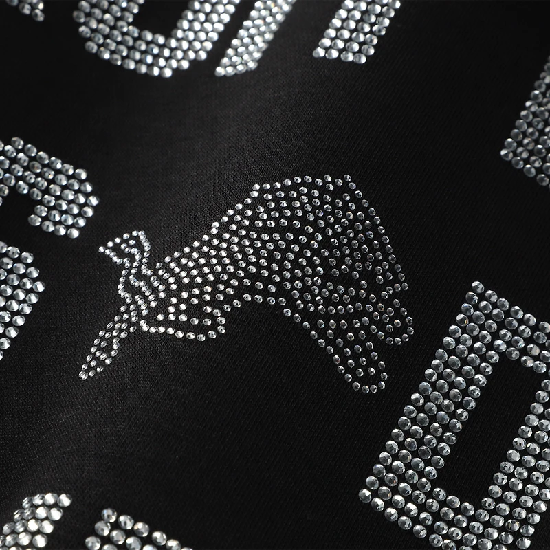 Women's Gameday Couture Black Detroit Lions Oversized Hype Era Rhinestone Text Sweatshirt