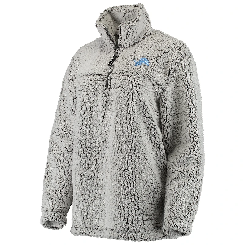 Women's Gray Detroit Lions Sherpa Quarter-Zip Pullover Jacket