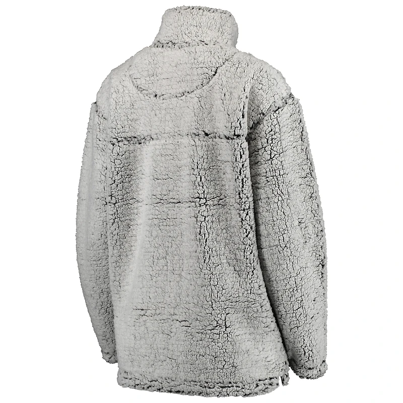 Women's Gray Detroit Lions Sherpa Quarter-Zip Pullover Jacket