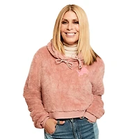Women's Jill Martin Pink Detroit Lions Tonal Sherpa Cropped Hoodie