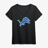 T-shirt à col en V noir logo Detroit Lions pour femme