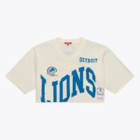 Women's Mitchell & Ness Barry Sanders Cream Detroit Lions Retired Player Cropped Fashion Jersey