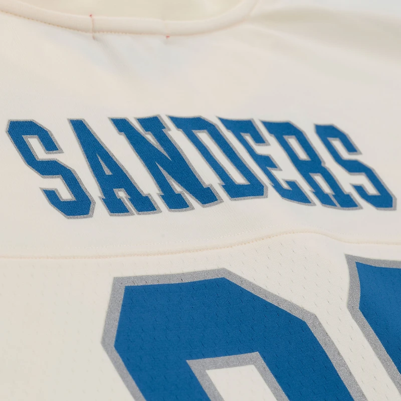 Maillot court tendance Mitchell & Ness Barry Sanders crème des Lions de Détroit, joueur retraité