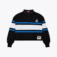 Women's Mitchell & Ness  Black Detroit Lions Cropped Long Sleeve Rugby Polo