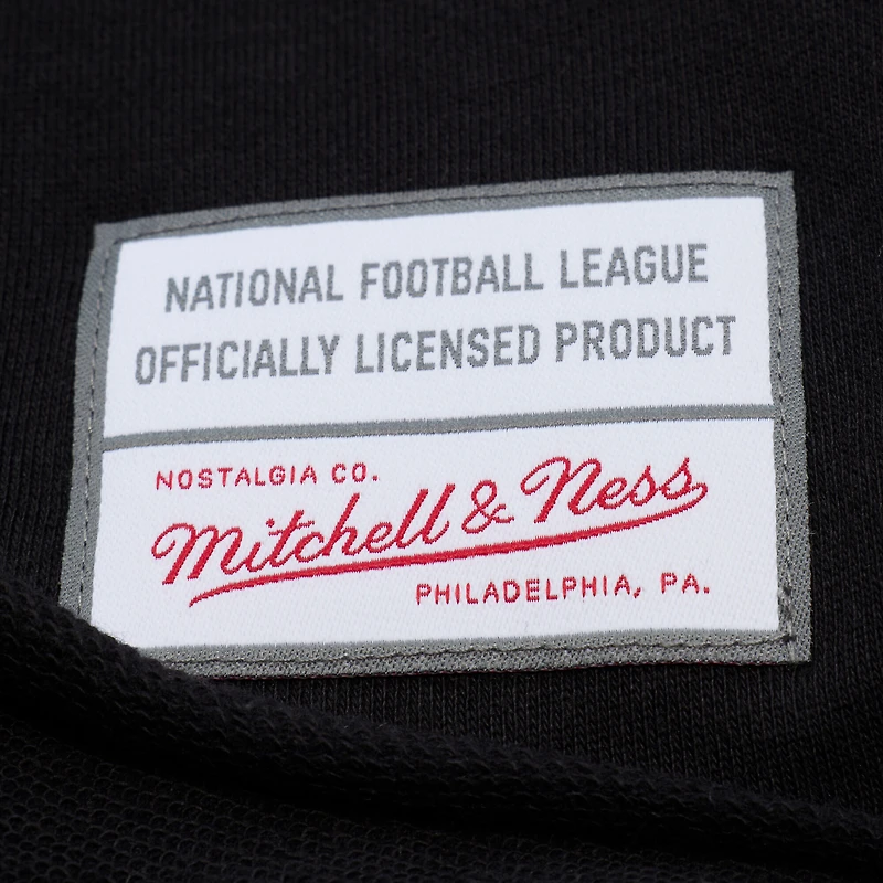 Polo de rugby court à manches longues Mitchell & Ness noir Detroit Lions pour femme