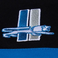 Polo de rugby court à manches longues Mitchell & Ness noir Detroit Lions pour femme