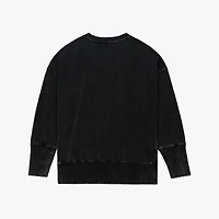 Women's Mitchell & Ness  Black Detroit Lions Delineate Mineral Wash Crewneck Sweatshirt