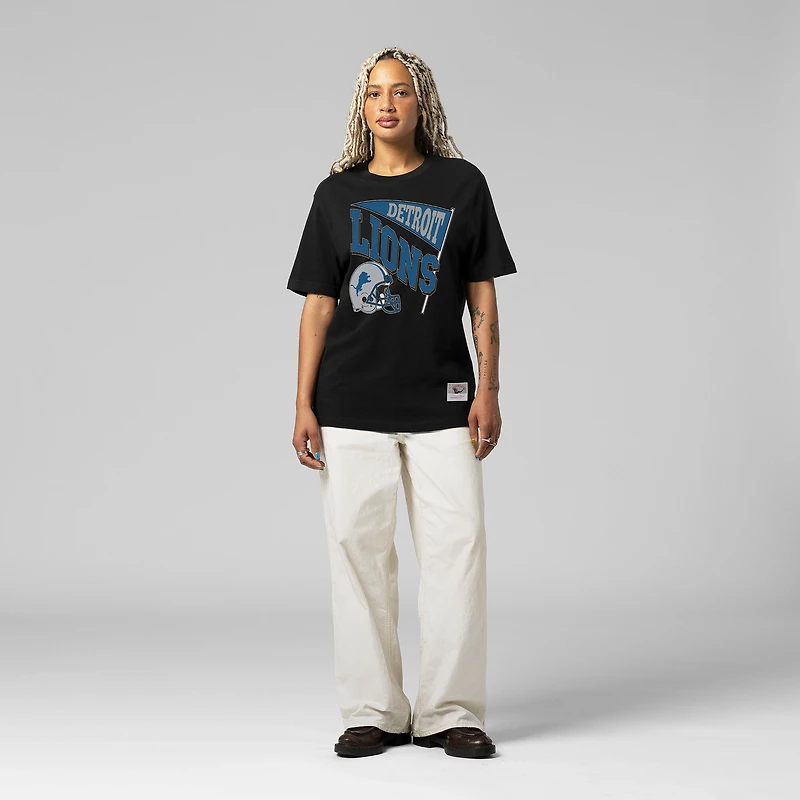 T-shirt noir dynamique pour femme Mitchell & Ness, motif petit ami des Detroit Lions
