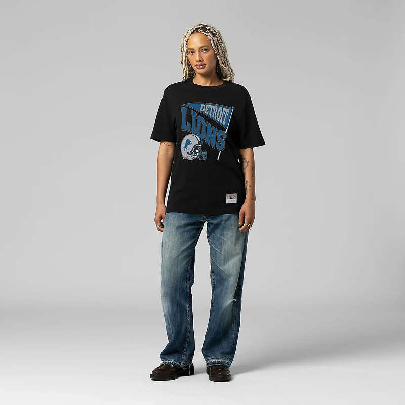 T-shirt noir dynamique pour femme Mitchell & Ness, motif petit ami des Detroit Lions