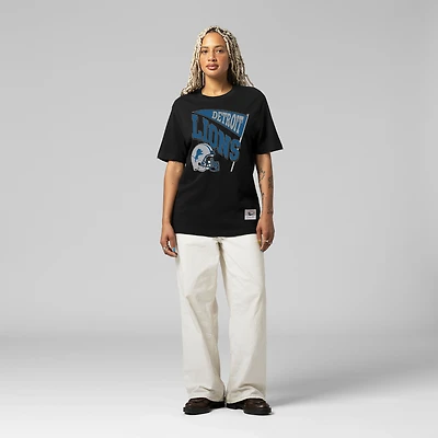 T-shirt noir dynamique pour femme Mitchell & Ness, motif petit ami des Detroit Lions