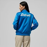 Women's Mitchell & Ness  Blue Detroit Lions Full-Snap Satin Jacket