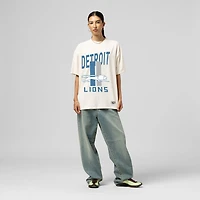 Women's Mitchell & Ness  Cream Detroit Lions Logo Rise Boyfriend T-Shirt