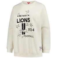 Sweat-shirt Mitchell & Ness crème Detroit Lions grande taille pour femme, motif étoile filante