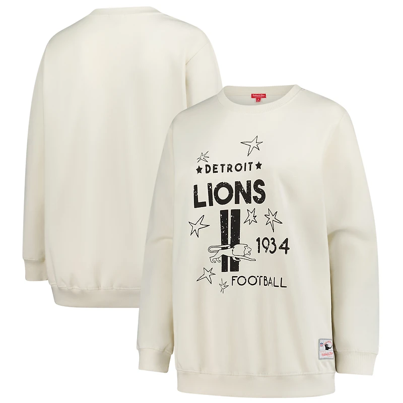 Women's Mitchell & Ness Cream Detroit Lions Plus Shooting Star Sweatshirt