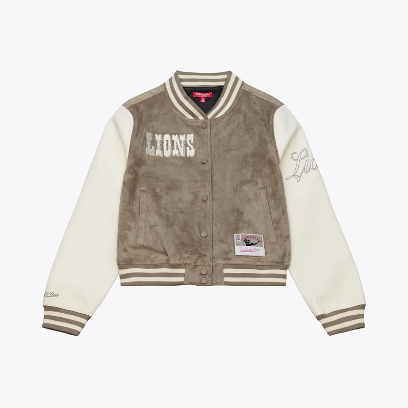 Women's Mitchell & Ness Tan Detroit Lions Full-Snap Varsity Jacket
