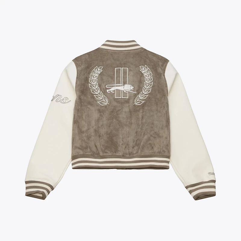 Women's Mitchell & Ness Tan Detroit Lions Full-Snap Varsity Jacket