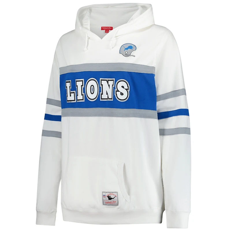 Women's Mitchell & Ness White Detroit Lions Plus Head Coach Throwback Pullover Hoodie