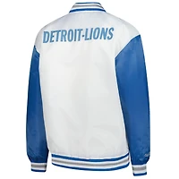 Veste en satin blanche à boutons-pression pour femme Mitchell & Ness Detroit Lions, grande taille, style rétro