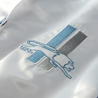Veste en satin blanche à boutons-pression pour femme Mitchell & Ness Detroit Lions, grande taille, style rétro