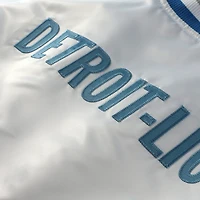 Veste en satin blanche à boutons-pression pour femme Mitchell & Ness Detroit Lions, grande taille, style rétro