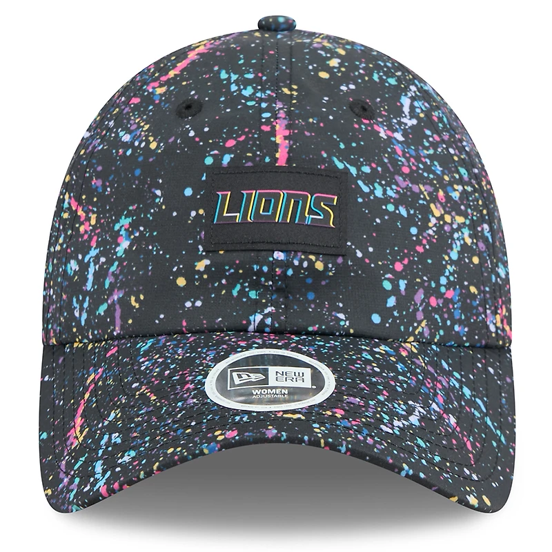 Women's New Era  Black Detroit Lions 2025 NFL Crucial Catch Pony Tail Adjustable Hat