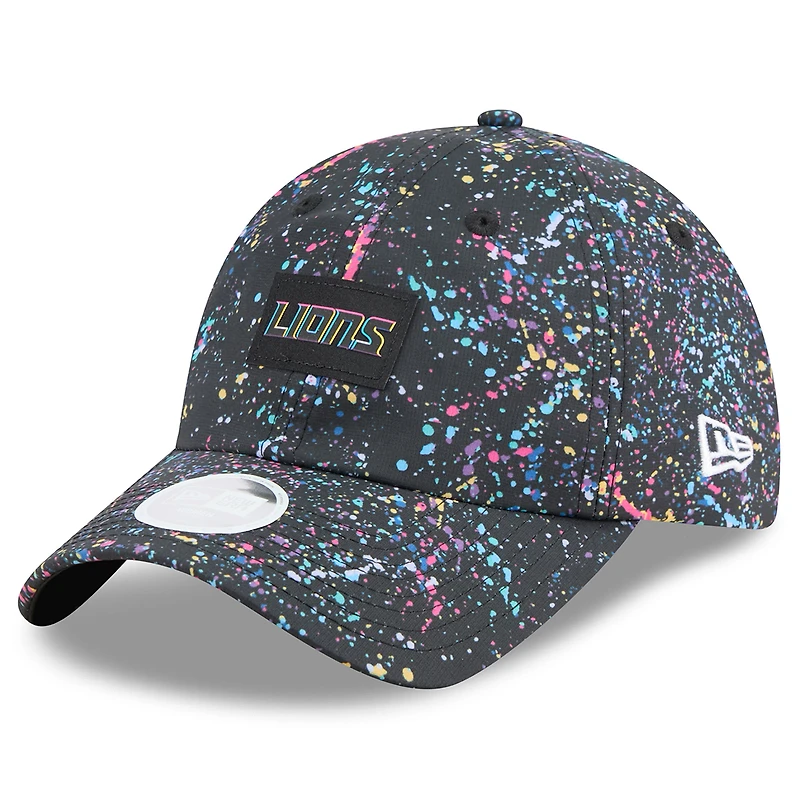 Women's New Era  Black Detroit Lions 2025 NFL Crucial Catch Pony Tail Adjustable Hat