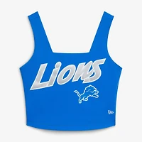 Women's New Era Blue/Silver Detroit Lions Reversible Cropped Sport Classics Tank Top