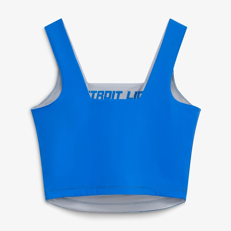 Women's New Era Blue/Silver Detroit Lions Reversible Cropped Sport Classics Tank Top
