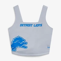 Women's New Era Blue/Silver Detroit Lions Reversible Cropped Sport Classics Tank Top
