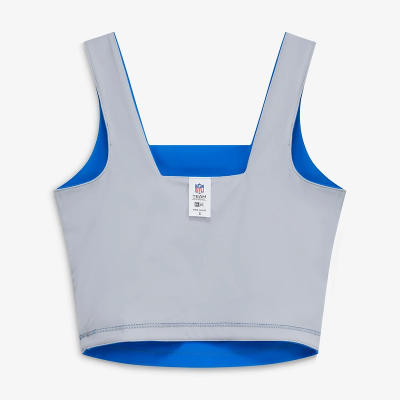 Women's New Era Blue/Silver Detroit Lions Reversible Cropped Sport Classics Tank Top