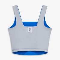 Women's New Era Blue/Silver Detroit Lions Reversible Cropped Sport Classics Tank Top