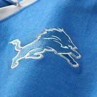 T-shirt à manches longues lacets rétro bleu Detroit Lions pour femme New Era, grande taille