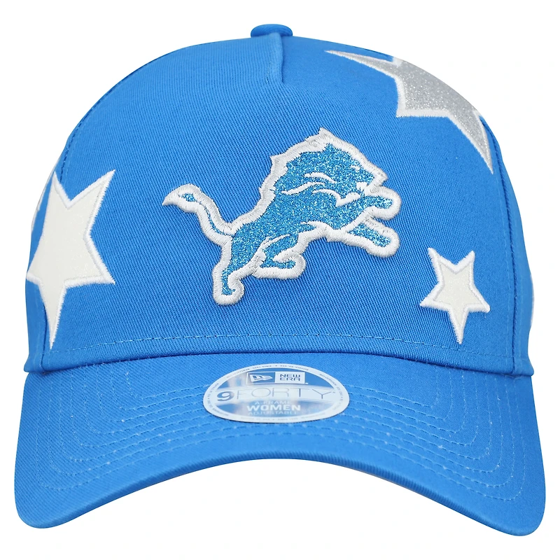 Women's New Era  Blue Detroit Lions  Stardom A-Frame 9FORTY Adjustable Hat