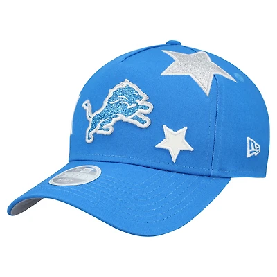 Women's New Era  Blue Detroit Lions  Stardom A-Frame 9FORTY Adjustable Hat