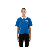 Women's New Era Blue Detroit Lions Throwback Boxy Cropped Polo
