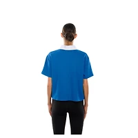 Women's New Era Blue Detroit Lions Throwback Boxy Cropped Polo