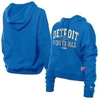 Sweat à capuche boxy bleu Detroit Lions de New Era pour femme