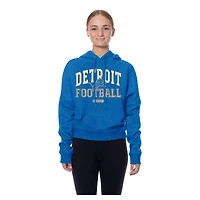 Women's New Era Blue Detroit Lions Throwback Boxy Hoodie Sweatshirt